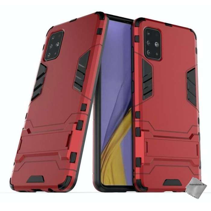 Coque rigide anti choc pour Samsung Galaxy A51 + film ecran - ROUGE