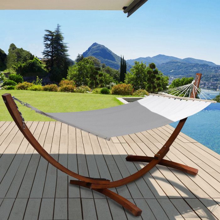ID MARKET - Hamac XL avec support bois et toile écrue