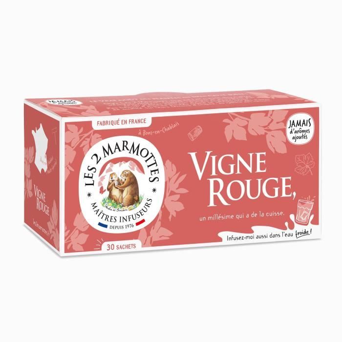 Les 2 Marmottes - Infusion BIO Vigne rouge 30 sachets - bienfaisant et végétal - Sans arômes ajoutés
