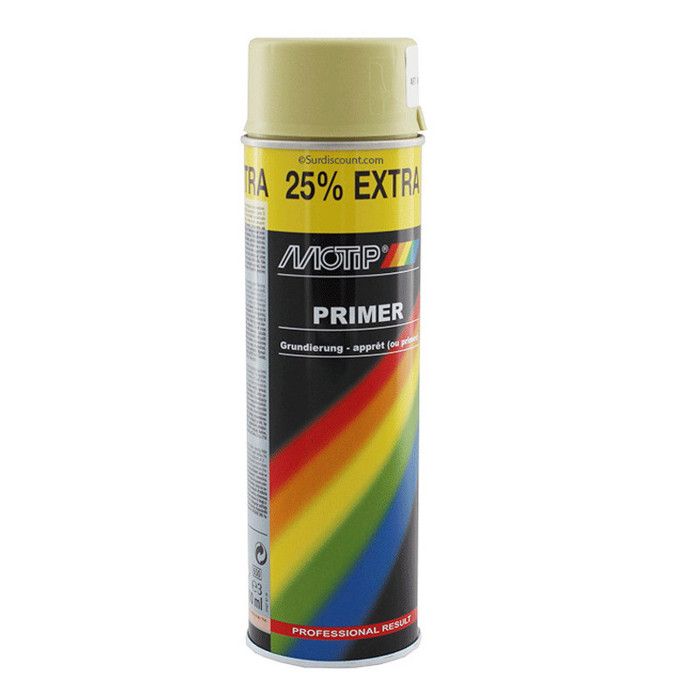 BOMBE DE PEINTURE APPRÊT - BEIGE-JAUNE - 500ML - MOTIP