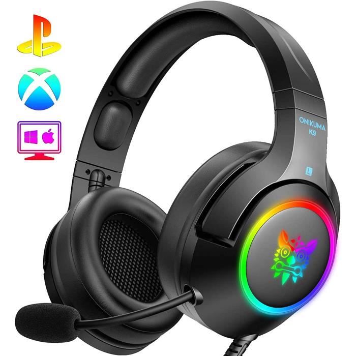 ONIKUMA K9 Casque Gaming Casque Gamer pour PS5 Xbox One Nintendo Switch PC Isolation Fortes Basses