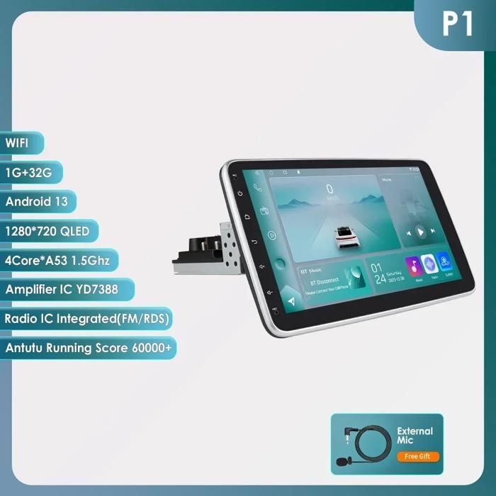Android Autoradio 1 Din GPS avec écran Tactile 7'' Bluetooth Auto Radio Navi WiFi Radio FM AUX /2 USB Lien Miroir pour Android/iOS