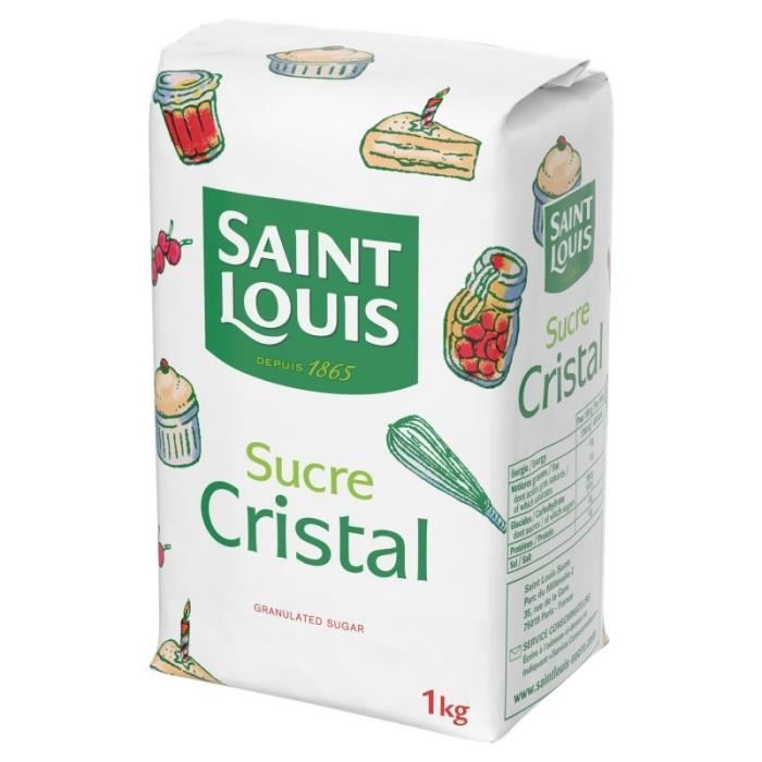 SAINT LOUIS - Sucre Cristal Sachet Papier De 1Kg - Lot De 4