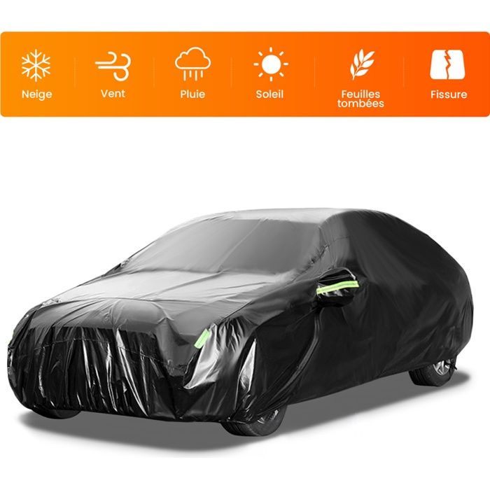 Bâche Voiture 440x180x160cm Sedan 210T Housse de véhicule universelle Couverture Voiture pour Etanche/Anti-UV/Poussière/Anti-rayure