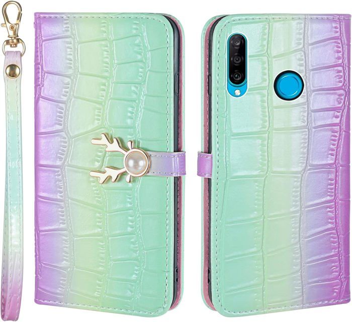 Étui Portefeuille Magnétique En Cuir PU Rouge Pour Huawei P30 Pro Avec