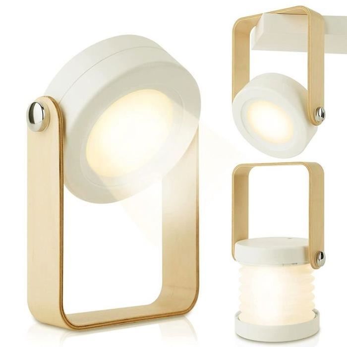 Lampe De Chevet Tactile LED Vintage, Veilleuse USB Avec 3 Modes D'éclairage, Blanc Et Argent