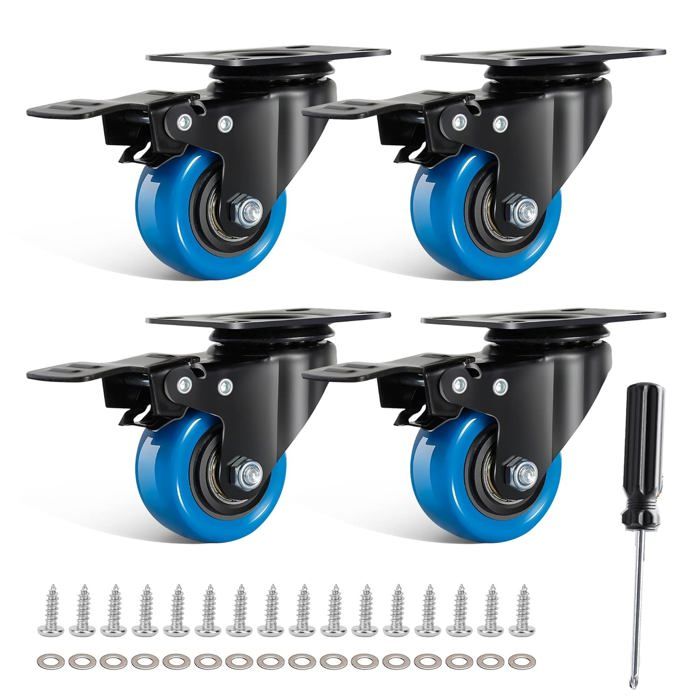 Roulettes Pivotantes Pour Meubles, Lot De 4, Roulettes En Caoutchouc Pu