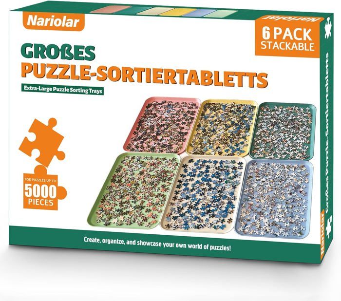 MOZOOSON 6 Pack Puzzle Accessories for 500/1000/2000 Pieces, Gift Trays for Lovers Puzzles to Organize Puzzle MOZOOSON 6 Pack Puzzle Accessories for 500/1000/2000 Pieces, Gift Trays for Lovers Puzzles to Organize Puzzle