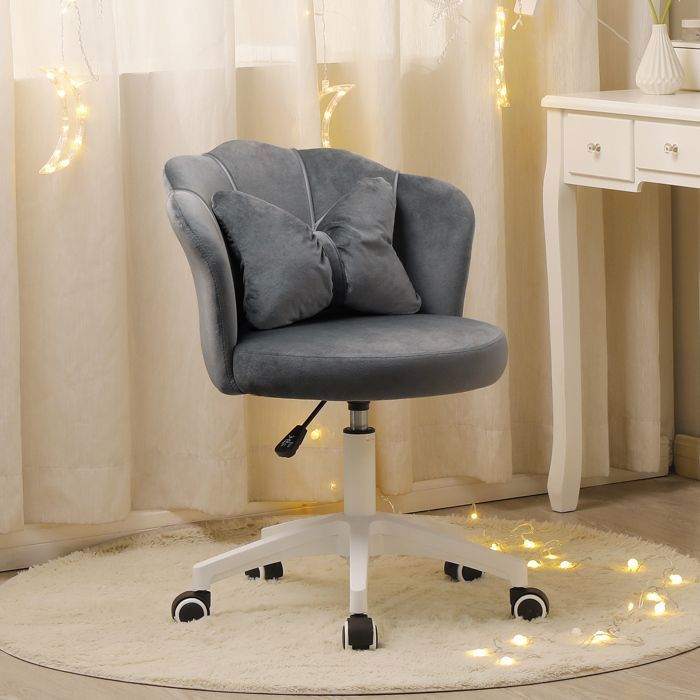 DYHOME Chaise de Bureau Pivotante Fauteuil de Bureau réglable en Hauteur pour Chambre à Coucher et Coiffeuse Velours Gris