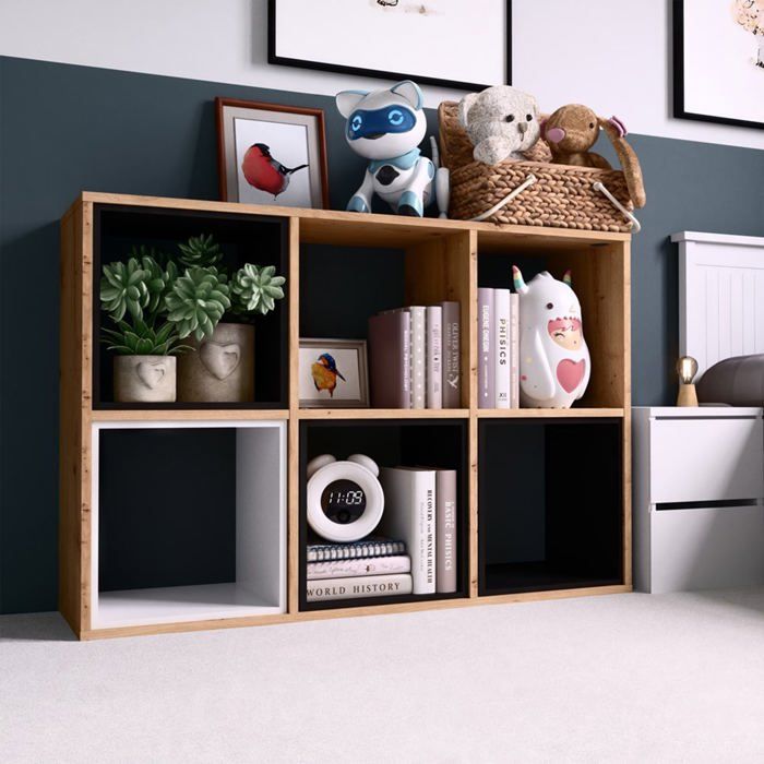 Étagère avec 6 étagères - MALAX - 110 cm - chêne artisanal