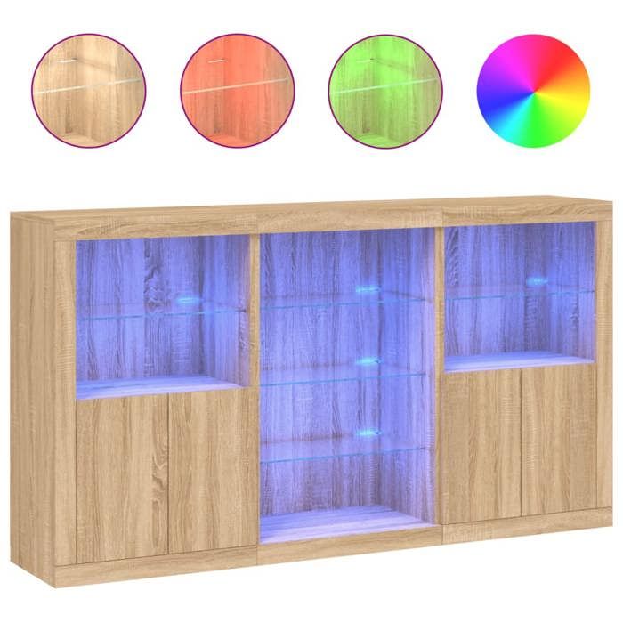 Enfilade/Bahut/Vitrine - Rustique - Buffet avec lumières LED chêne sonoma 1815 x 37 x 100 cm @603543