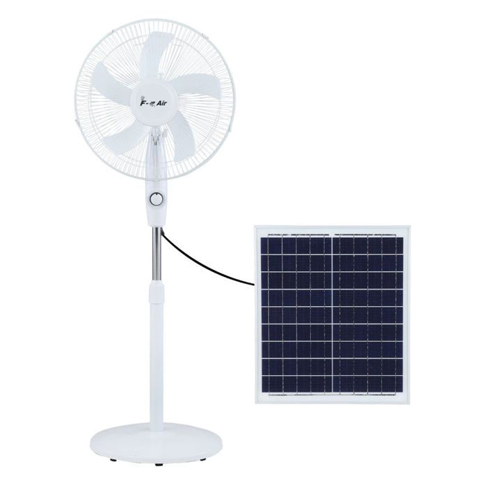 Ventilateur solaire sur pied moteur AC 15 W avec chargeur électrique 2 A 3 vitesses et oscillation - F Bright