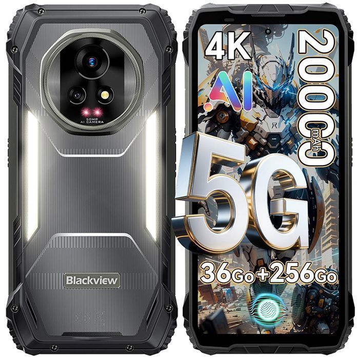 Smartphone Robuste BLACKVIEW XPLORE 2 5G Téléphone Portable Incassable20000mAh36Go+256Go/TF 2To6.73120Hz AMOLED50MP+20MPNoir