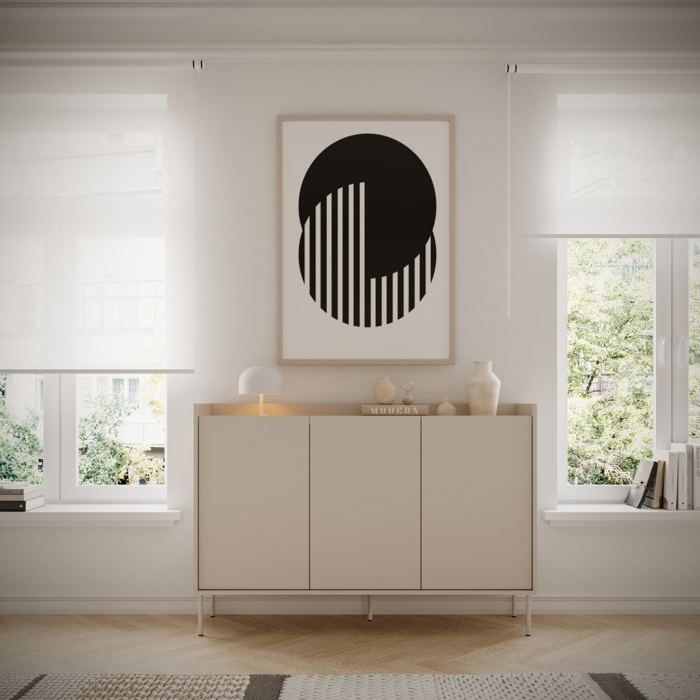 Buffet 3 portes – SELSEY TOVI – 140 cm – cachemire/chêne Lindberg