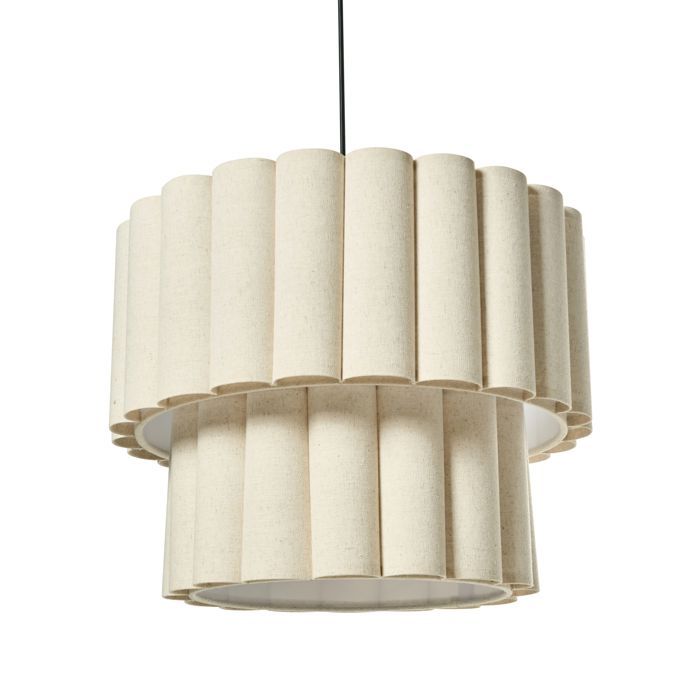 Lampe suspension BELESSA Lin synthétique Beige clair