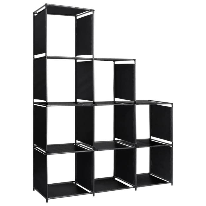 Étagère descalier moderne - VIDAXL - 130x45x170 cm - 9 compartiments ouverts - Noir - Acier et tissu