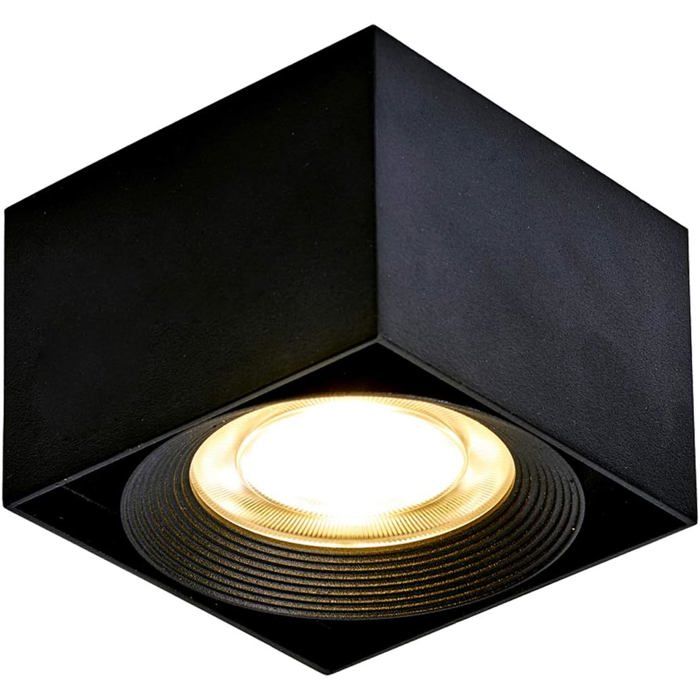 10W LED Plafonnier Spots lampe spots plafond orientables LED Plafonniers Éclairage de plafond IP20 10x10x7cm (Noir-3000K)