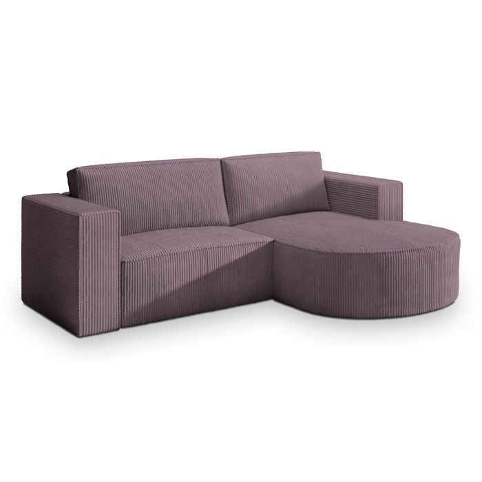 Canapé dangle SORELA Canape Convertible - Droit - Angle - 4 places - 263x174x85 cm - Velours côtelé POSO 130 - Violet