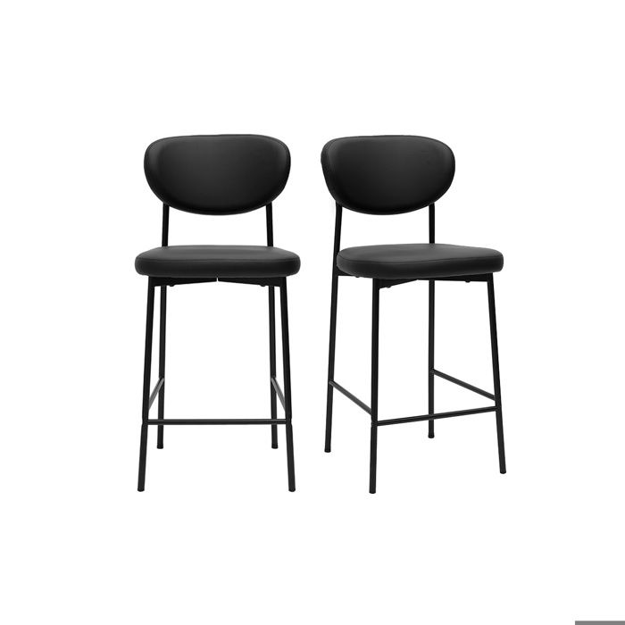 Miliboo - Tabourets de bar fixes noirs H65 cm (lot de 2) BREKA