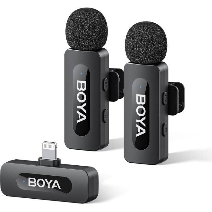YEJATA Micro Cravate Sans Fil Double – Affichage Batterie, Suppression Bruit 360°, 30 M, Pour IPhone 15/16, Android, PC