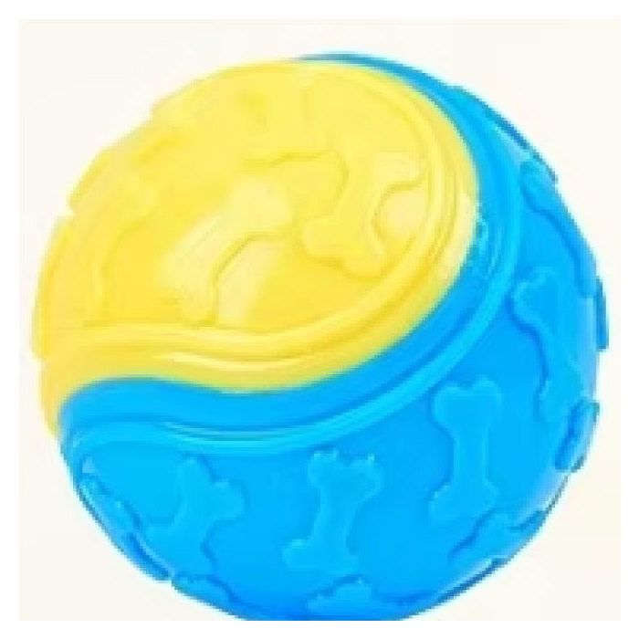 Balle interactive pour chien - Phoesky - 9 cm - Bleu et Jaune - Son intégré - Matériau TPR - Jouet dexercice