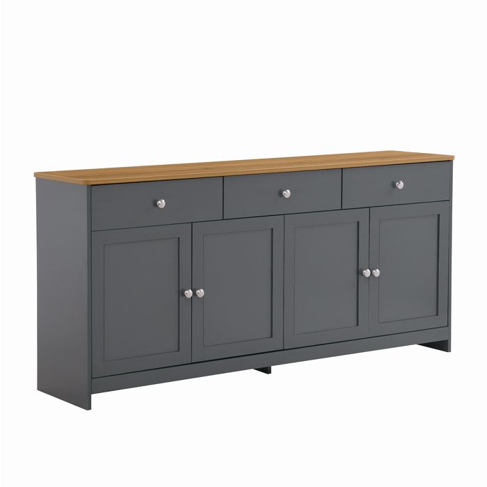 Buffet EVRYAE 4 portes 3 tiroirs noir gris 160 cm
