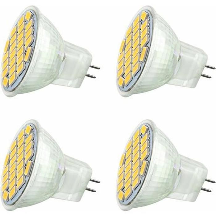 MR11 GU4 12V LED 3W Blanc Chaud 3000K 350LM AC DC 24V 12V Spot LED Encastrable GU4 pour Meuble Cuisine Camper  lot de 4
