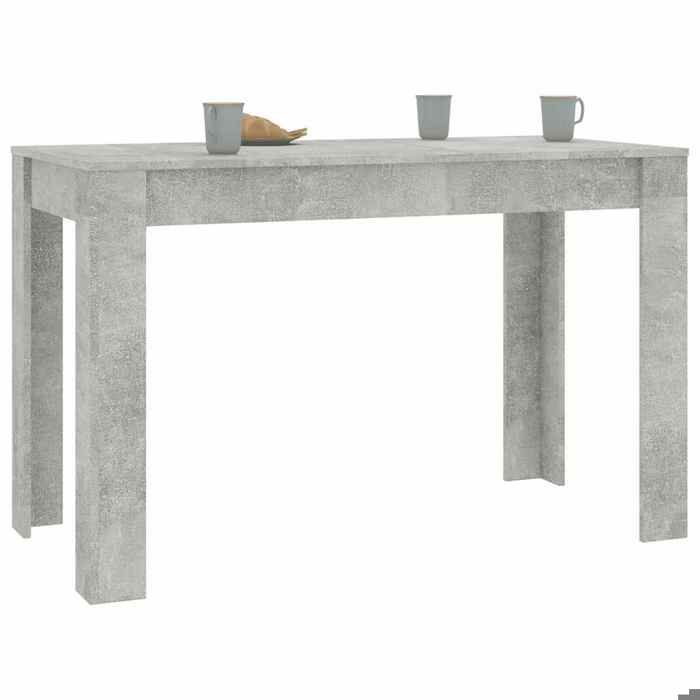 Table CUISINE - Gris - Table de repas - Montage simple - Gris béton 120x60x76 cm Bois dingénierie T10656