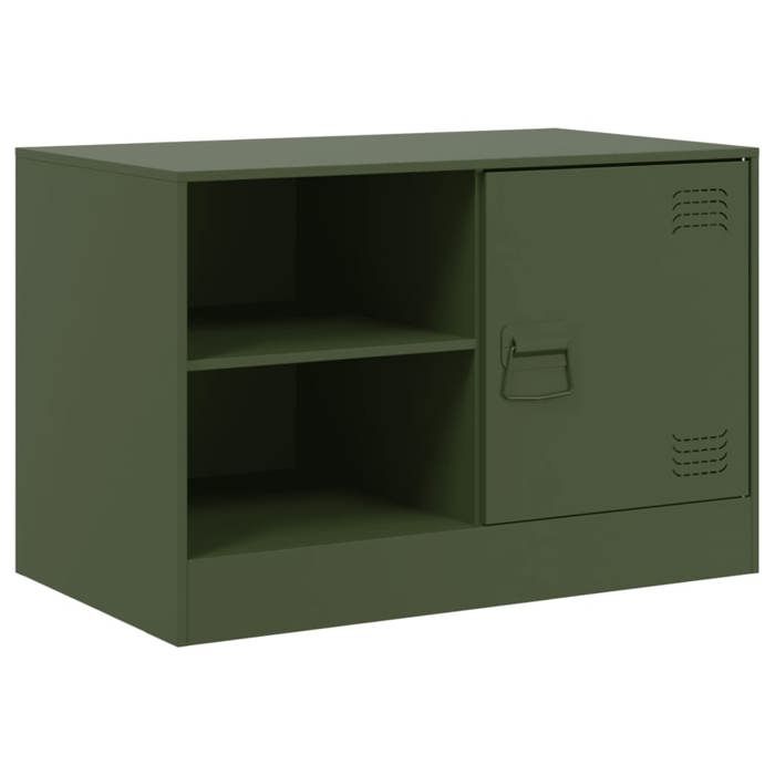 NEUF Meubles TVBKMMeuble Télé de Salon 2 pcs - vert olive 67 x 39 x 44cm acier FR00_64547419504