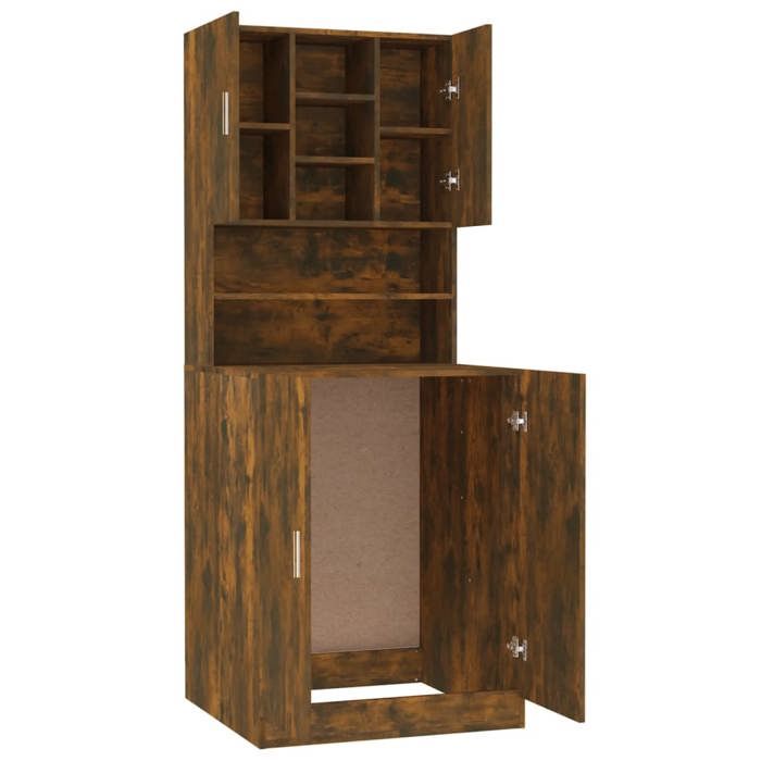 NEUF Armoire de Salle de BainMeuble pour buanderie Armoire de machine à laver - Chêne fumé Bois d’ingénierie FR00_43201421822