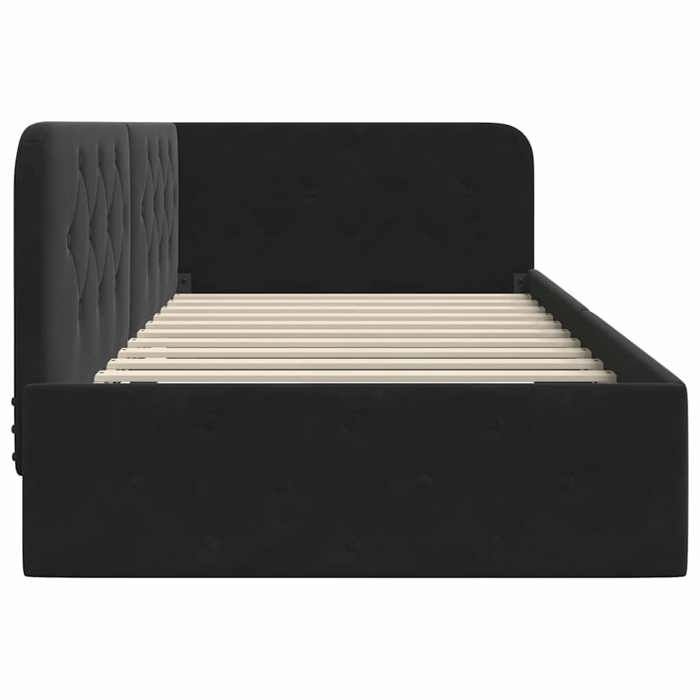NEUF Lit simpleCadre de lit - 1 place/personne - dangle avec tête de lit Noir 90 x 200cm Velours FR00_81481774593
