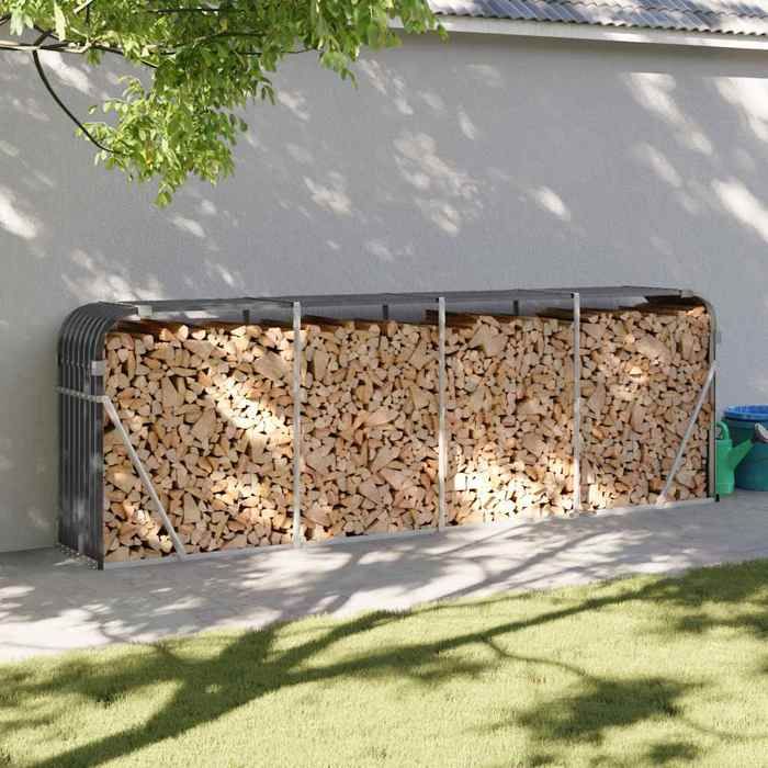 Porte-bûches - vidaXL - Acier galvanisé - Anthracite - 300 x 45 x 100 cm zrz38r1922