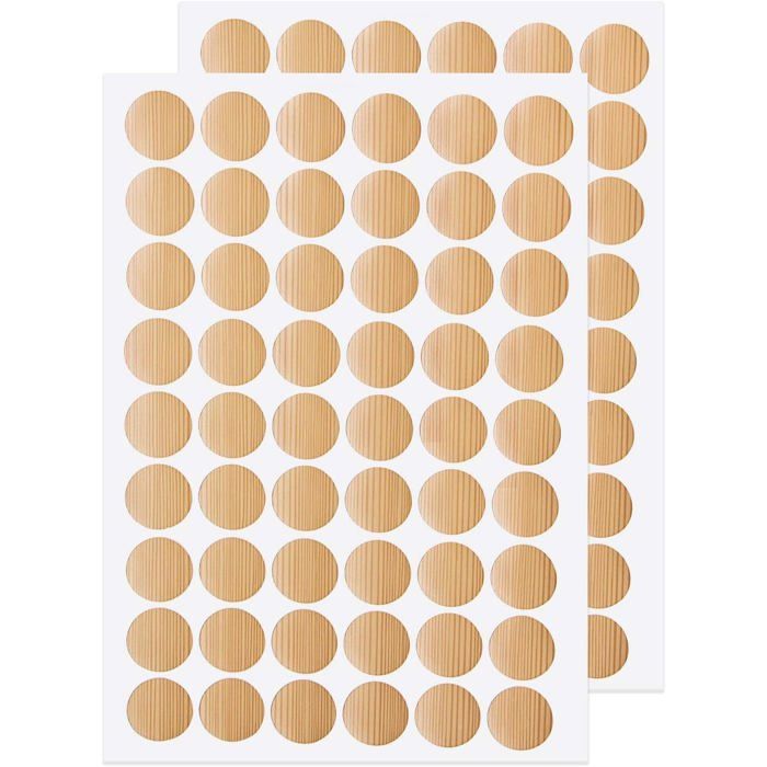 2 Feuilles Cache-vis autocollants PVC 21 mm pour meubles bois armoires étagères bureaux .