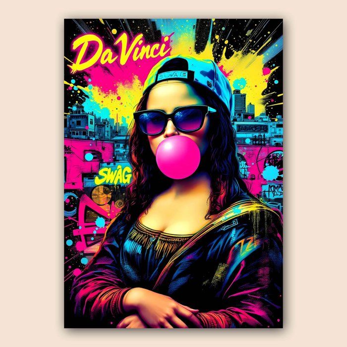 Affiche street art Mona Lisa pop art Da Vinci Swag – A2 42 × 59 4 cm