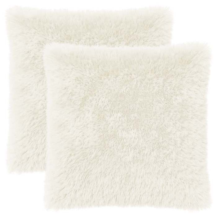 Housse de coussin Fleece PV - HEERLEN - Amovible - Lavable - Polyester - Blanc - 65x65 cm - 2 pcs