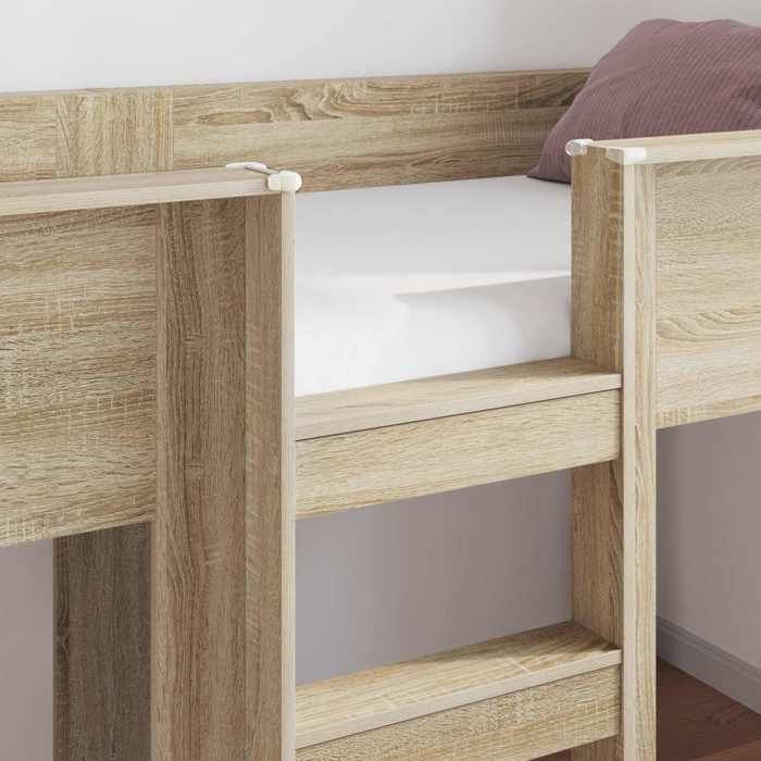 Lit superposé - vidaXL - 90x200 cm - Chêne sonoma - Bois dingénierie - 2 places - Sommier à lattes inclus 45436