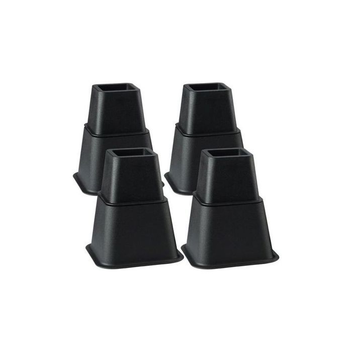 Rehausseur Pieds de lit Rehausseur MeubleAjouter 3 Hauteurs Réglables de 75CM 13CM ou 205CM (4 Paires Noir)