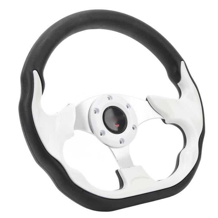 Akozon volant à 6 trous Volant de voiturette de golf de 125 pouces Remplacement voilier bateau Motif en fibre de carbone Blanc