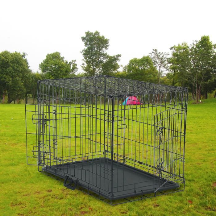 Comparer les prix de Cage pour Chien de transport pliante en métal 75 x 47 x 52.5 cm Noir