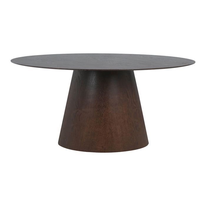 CARACAS - Table Ovale 160cm Pied Central MDF Placage Noyer