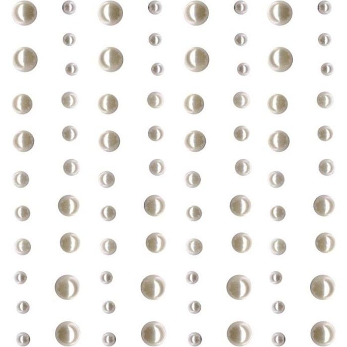 Strass à coller mini perles Blanc x 80 Quantité: 80 strass en forme de demie-perle 4 tailles de strass, dimensions: 2, 3, 4 et 5mm
