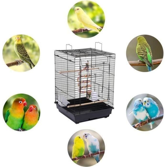 Voiere Oiseau, Cage de Parrot en Fer, avec portes et fenetre,  40*40*58cm
