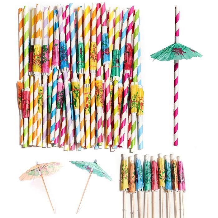 Pailles Multicolores Pour Boissons - Lot Pour Fête, Mariage, Bar, Cuisine - Neuf