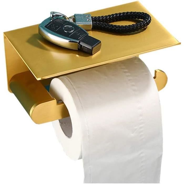 2 En 1 Dérouleur Papier Toilette Avec Étagère, Dévidoir Papier Toilette Auto-Adhésif Et Mural Pour Salle De Bain - Bricolage