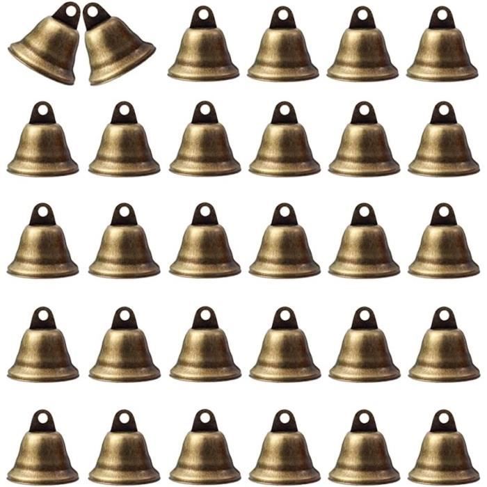 30 Clochettes Vintage En Bronze - Diamètre 38 Mm - Avec Crochet - Pour Déco Noël, Mariage, Artisanat, Colliers Animaux