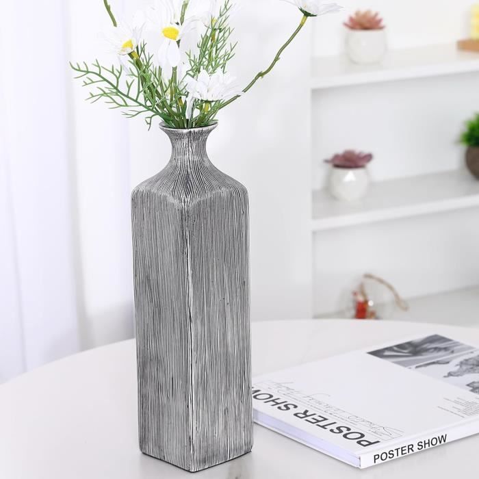 Vase Moderne Fleurs Séchées Vase Blanc Céramique Mat Chanvre Corde Plante Herbe Conteneur Artisanat Maison Table Décor Ornement Table