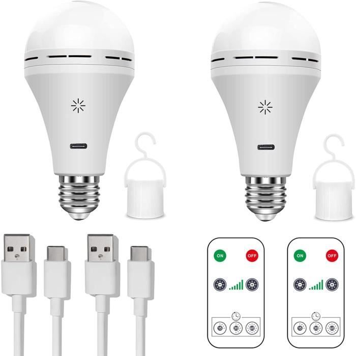 Ampoule Rechargeable USB-C Dufuso Avec Télécommande - 5W LED, RVB, Dimmable, 2800mAh - E27