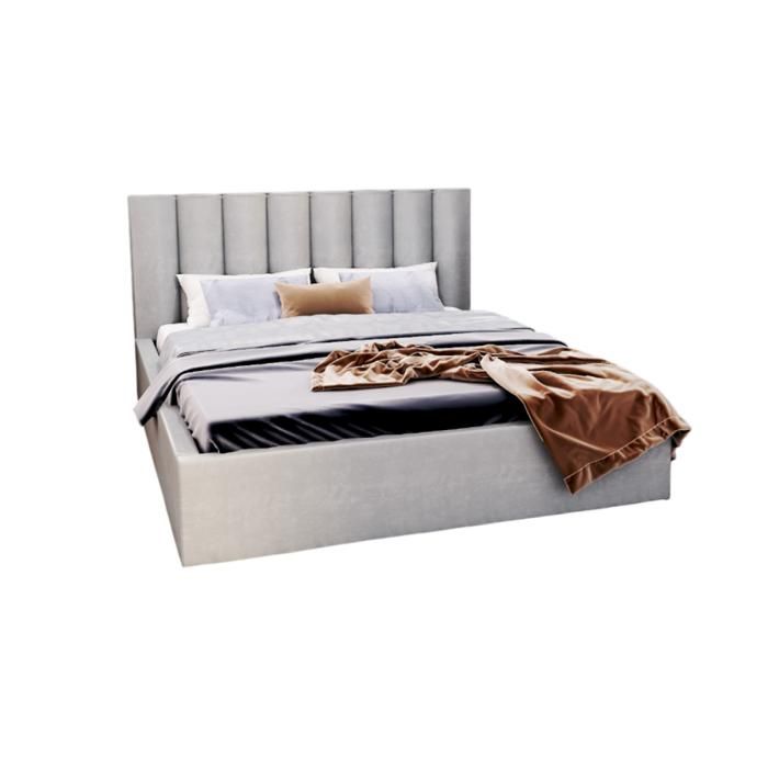 Lit coffre Colorado 140x200 - Sommier inclus Gris clair