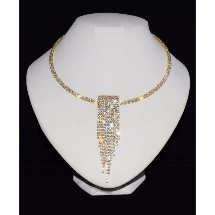 Collier Sautoir Fantaisie Multicolore Doré & Bleu - Perles Acrylique - Idée Cadeau Soirée