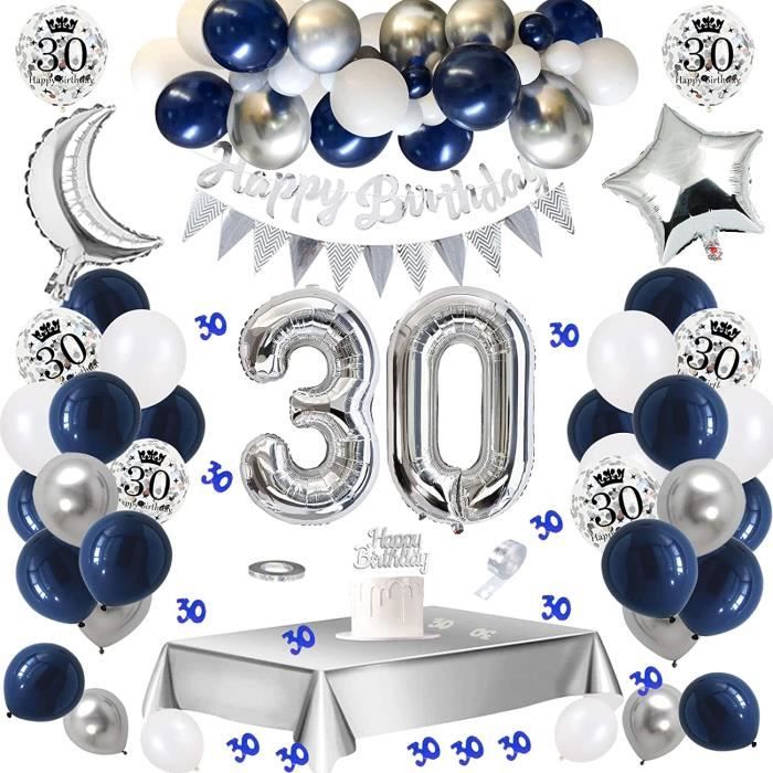 Ballons Anniversaire 30 Noir - 100Cm - Ballon Chiffre 30 Numéro 30 - Happy Birthday Decoration
